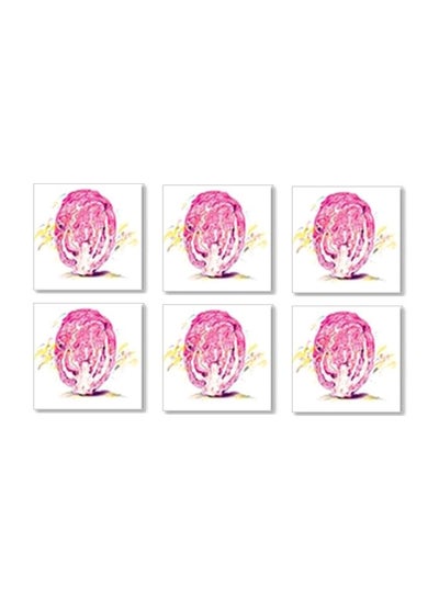 Buy 6-Piece Coasters Set Pink/White/Yellow 9x9cm in Egypt