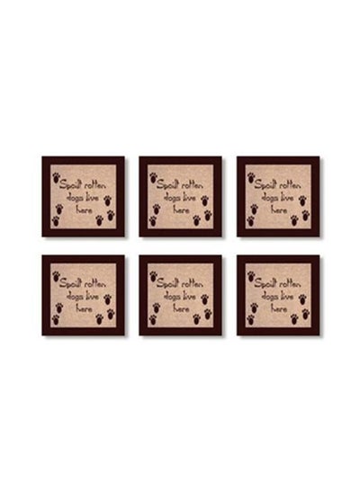 Buy 6-Piece Coasters Set Pink/Brown 9x9cm in Egypt