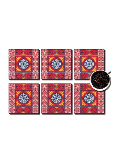 اشتري 6-Piece Coasters Set With Tray أحمر/ أسود/ أزرق في مصر