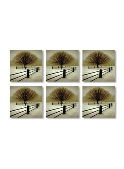 Buy 6-Piece Decorative Coaster Multicolour 9x9cm in Egypt