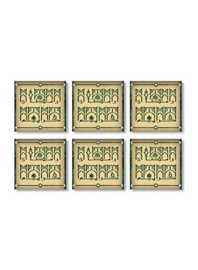 Buy 6-Piece Decorative Coaster Brown/Green 9x9cm in Egypt