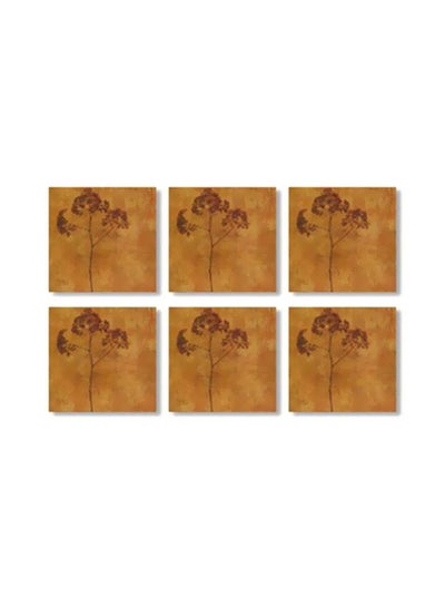 Buy 6-Piece Coaster Set Brown/Beige 9x9cm in Egypt