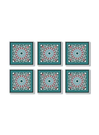 Buy 6-Piece Tea Coaster Set Green/White/Red 9x9cm in Egypt