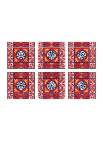 Buy 6-Piece Coaster Set Red/Yellow/Blue 9x9cm in Egypt