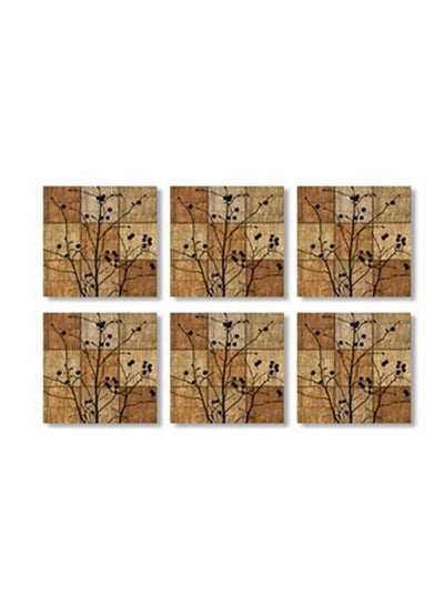 Buy 6-Piece Decorative Tea Coaster Brown/Beige/Black 9x9cm in Egypt