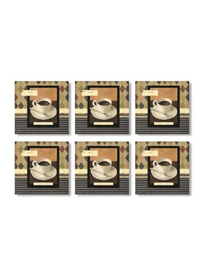 Buy 6-Piece Coaster Set Black/Brown/Beige 9x9cm in Egypt