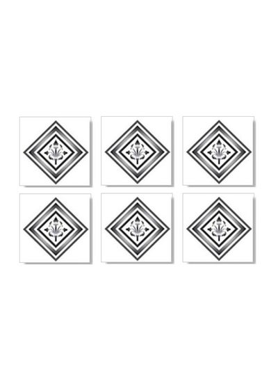 Buy 6-Piece Coaster Set White/Grey 9x9cm in Egypt