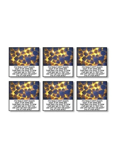 Buy 6-Piece Decorative Tea Coaster Yellow/Blue/White 9x9cm in Egypt