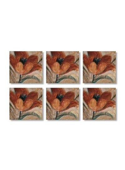 Buy 6-Piece Decorative Tea Coaster Brown/Beige/Black 9x9cm in Egypt