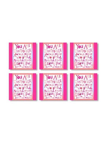 Buy 6-Piece Decorative Tea Coaster Pink/White 9x9cm in Egypt