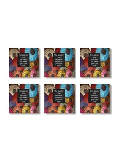 Buy 6-Piece Coaster Set Blue/Red/Yellow 9x9cm in Egypt