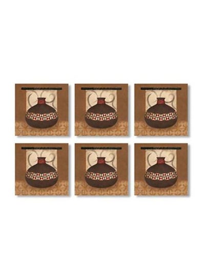 Buy 6-Piece Decorative Tea Coaster Brown/Beige/Black 9x9cm in Egypt