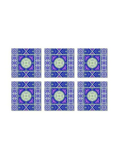 Buy 6-Piece Decorative Tea Coaster Blue/White/Green 9x9cm in Egypt