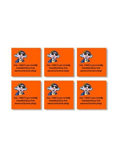 Buy 6-Piece Decorative Tea Coaster Set Orange/Blue/Black 9x9cm in Egypt