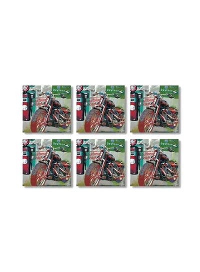 Buy 6-Piece Coaster Set Green/Red/White 9x9cm in Egypt