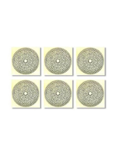 Buy 6-Piece Decorative Tea Coaster Set Grey/Beige 9x9cm in Egypt