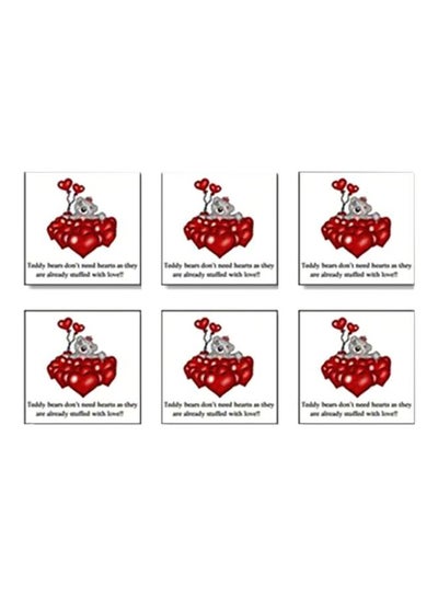 Buy 6-Piece Coaster Set White/Red 9x9cm in Egypt