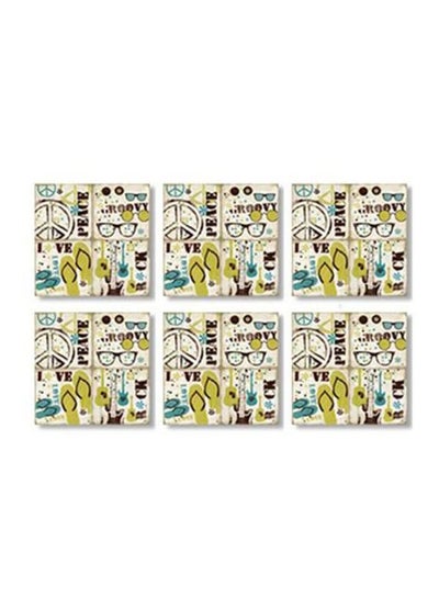 اشتري 6-Piece Decorative Tea Coaster Set Multicolour 9x9 سنتيمتر في مصر