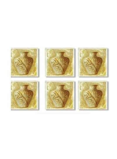 اشتري 6-Piece Decorative Tea Coasters Beige/Brown 9x9 سنتيمتر في مصر