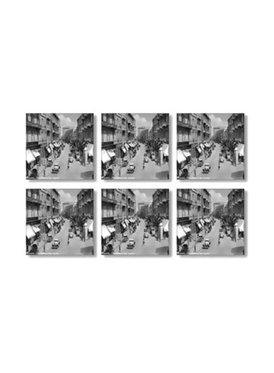 Buy 6-Piece Coaster Set Grey 9x9cm in Egypt