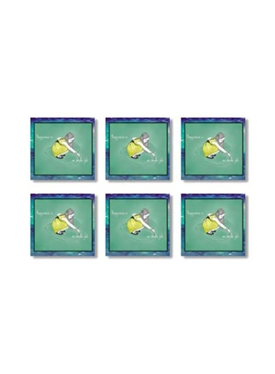 Buy 6-Piece Coaster Set Green/Yellow 9x9cm in Egypt