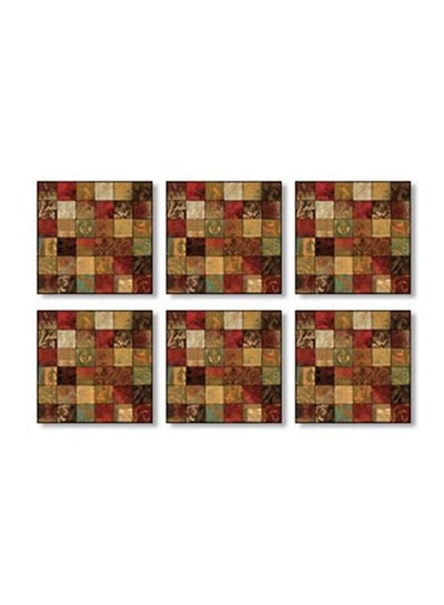 Buy 6-Piece Decorative Tea Coasters Multicolour 9x9cm in Egypt