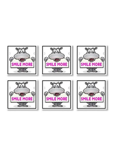 Buy 6-Piece Decorative Tea Coasters White/Grey/Pink 9x9cm in Egypt