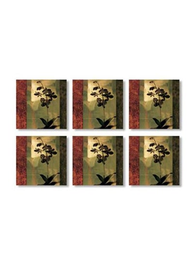 Buy 6-Piece Decorative Tea Coasters Beige/Brown/Black 9x9cm in Egypt