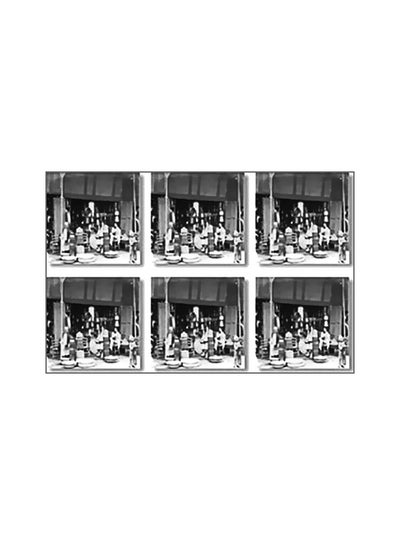 Buy 6-Piece Coaster Set Black/White 9x9cm in Egypt