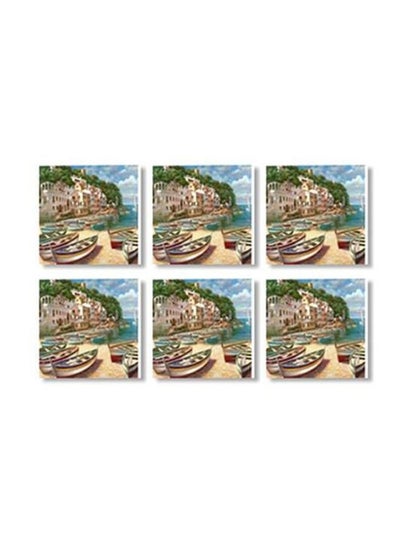 Buy 6-Piece Decorative Coaster Set Multicolour 9x9cm in Egypt