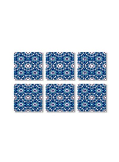 Buy 6-Piece Coaster Set Blue/Green 9x9cm in Egypt