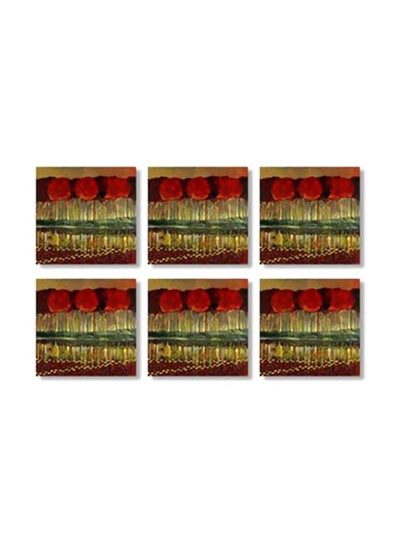 Buy 6-Piece Coaster Set Red/Green/Yellow 9x9cm in Egypt