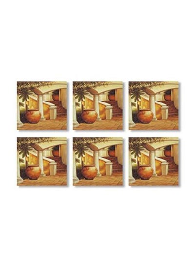 Buy 6-Piece Decorative Coaster Set Multicolour 9x9cm in Egypt