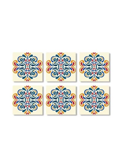 Buy 6-Piece Coaster Set Yellow/Blue/Red 9x9cm in Egypt