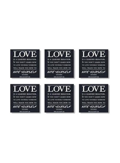 Buy 6-Piece Coaster Set Black/White 9x9cm in Egypt