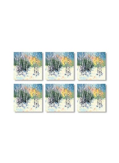 Buy 6-Piece Decorative Tea Coaster Blue/Green 9x9cm in Egypt