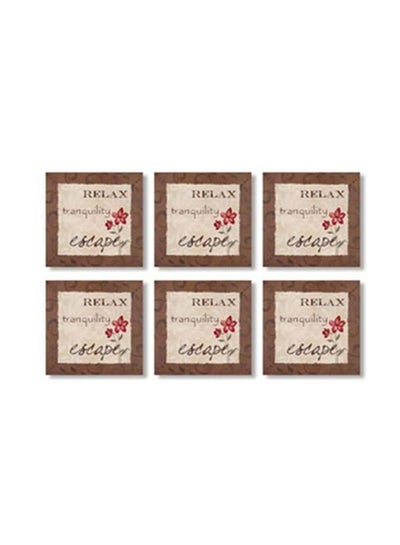 Buy 6-Piece Decorative Tea Coaster Beige/Red 9x9cm in Egypt