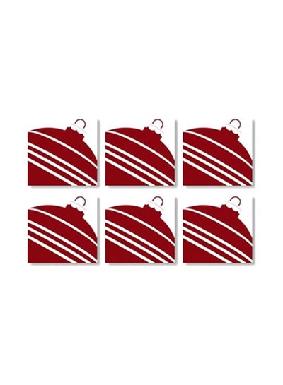 Buy 6-Piece Coaster Set Red/White 9x9cm in Egypt