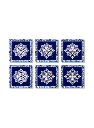 Buy 6-Piece Coaster Set Blue/White 9x9cm in Egypt