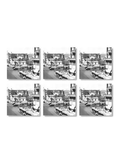 Buy 6-Piece Coaster Set Black/White 9x9cm in Egypt