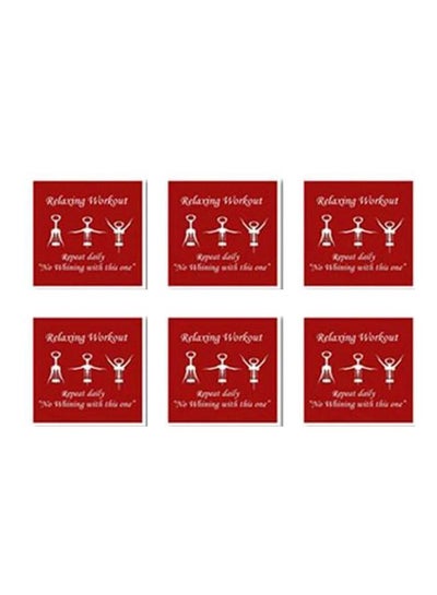 Buy 6-Piece Decorative Coaster Set Red/White 9x9cm in Egypt