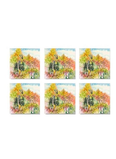 Buy 6-Piece Coaster Set Multicolour 9x9cm in Egypt