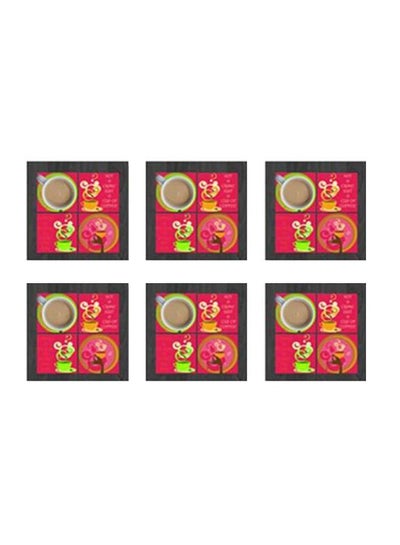 Buy 6-Piece Tea Coaster Set Multicolour 9x9cm in Egypt