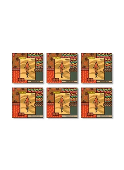 Buy 6-Piece Decorative Coaster Set Yellow/Green/Orange 9x9cm in Egypt