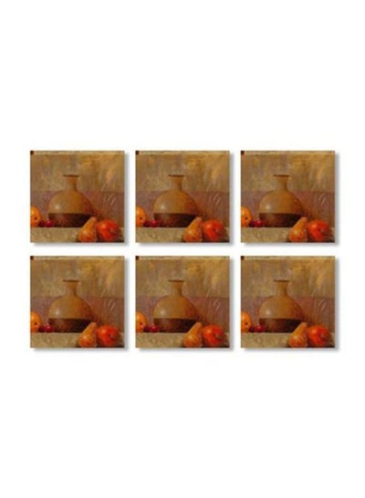 Buy 6-Piece Printed Coasters Brown/Orange/Red 9x9cm in Egypt