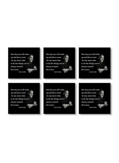 Buy 6-Piece Printed Coasters Black/Grey/White 9x9cm in Egypt