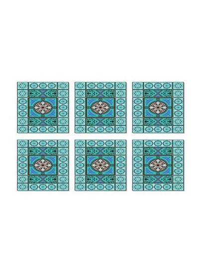 Buy 6-Piece Tea Coasters Set Green/Blue 9x9cm in Egypt