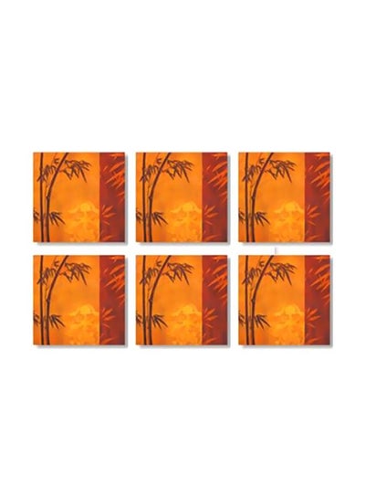 Buy 6-Piece Coaster Set Orange/Red 9x9cm in Egypt