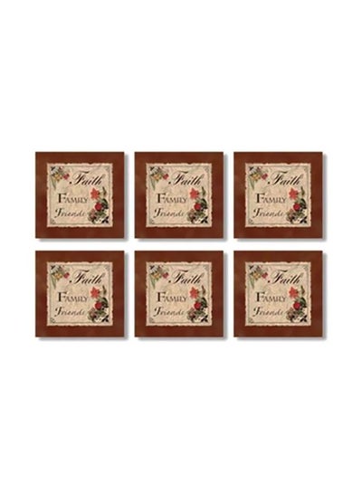 Buy 6-Piece Decorative Tea Coaster Set Multicolour 9x9cm in Egypt