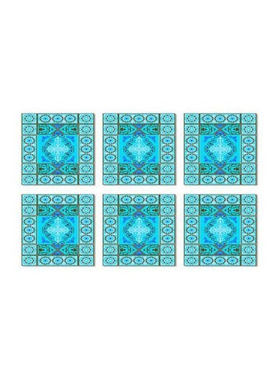 Buy 6-Piece Tea Coasters Set Blue/Green 9x9cm in Egypt